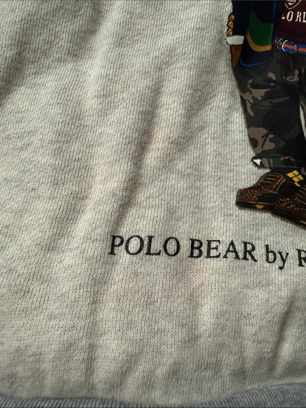 Polo Ralph Lauren Bear University Colorblock Hoodie Sweatshirt Grey - Picture 4 of 7